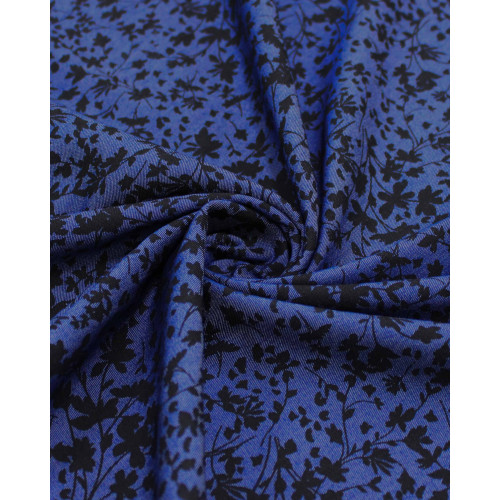 Tecido Tencel Micro Ramos Preto e Azul Marinho Noite