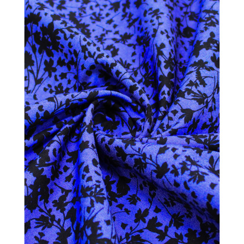 Tecido Tencel Micro Ramos Preto e Azul Bic