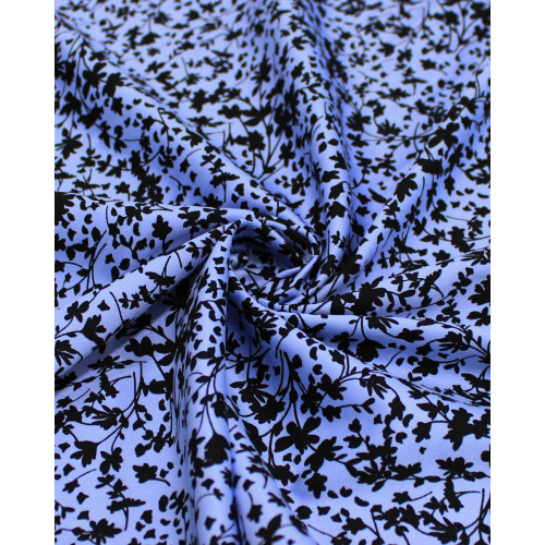 Tecido Tencel Micro Ramos Preto e Aul Ardósia