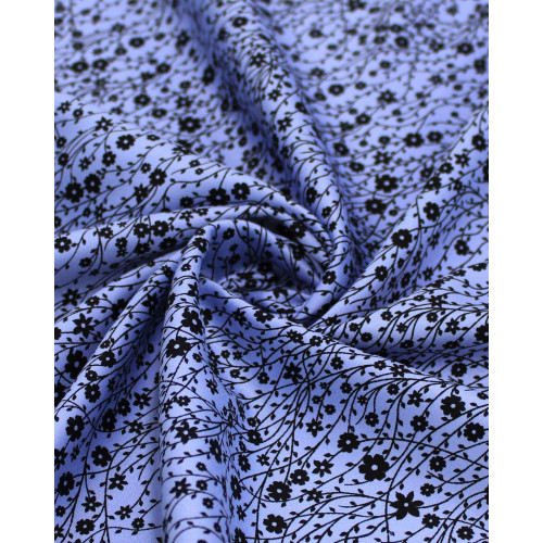 Tecido Viscose Micro Ramos Delicados Preto e Azul Ardósia