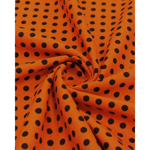 Tecido Linho Misto Micro Poá Preo e Laranja