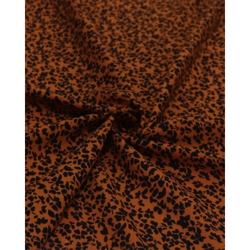 Tecido Viscose Micro Pétalas Preto e Ferrugem (0.8m)