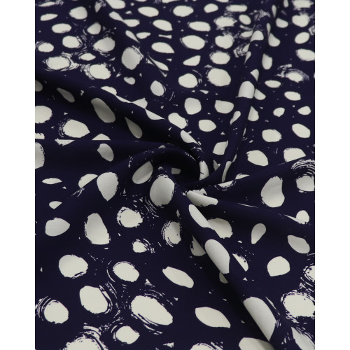 Tecido Viscose Macro Pingos Offwhite e Azul Marinho Noite