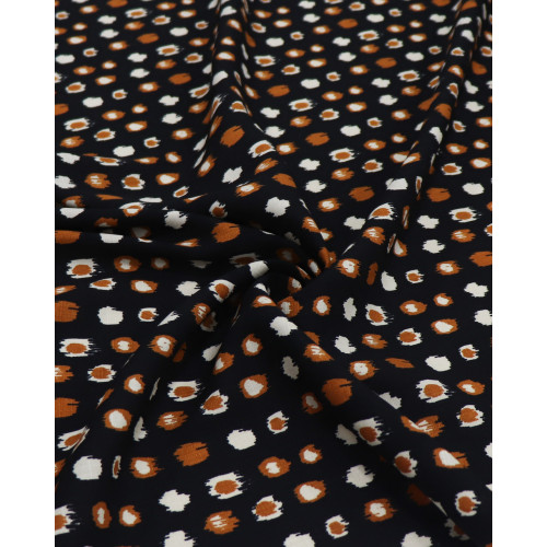 Tecido Viscose Texturizada Pontos Geométricos Tons Terrosos e Preto (0.6m)