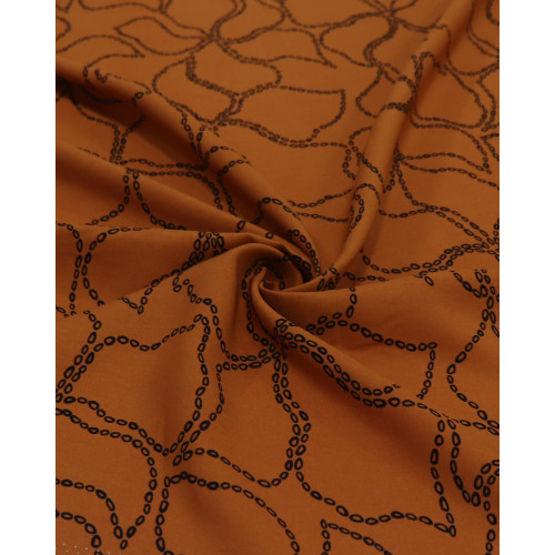 Tecido Viscose Tapete Floral Abstrato Preto e Ferrugem
