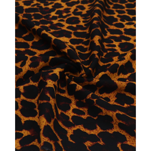 Tecido Viscose Macro Animal Print Preto e Amarelo Queimado