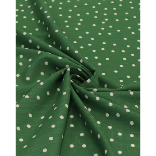 Tecido Viscose Texturizada Micro Poá Creme e Verde Musgo