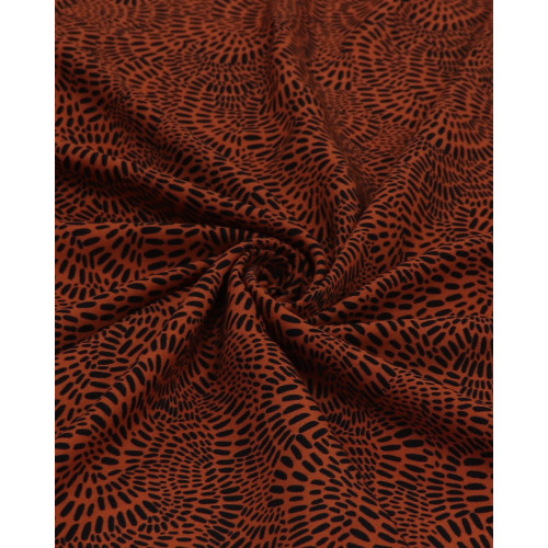 Tecido Viscose Circulados Pontilhados Preto e Terracota