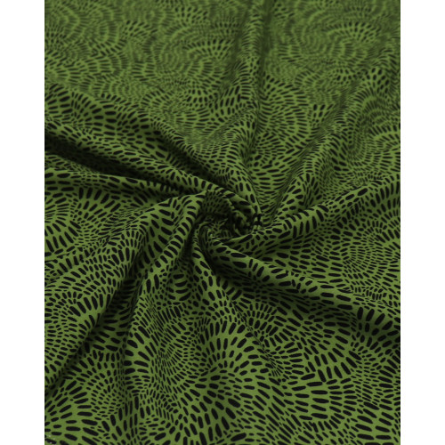 Tecido Viscose Circulados Pontilhados Preto e Verde Musgo