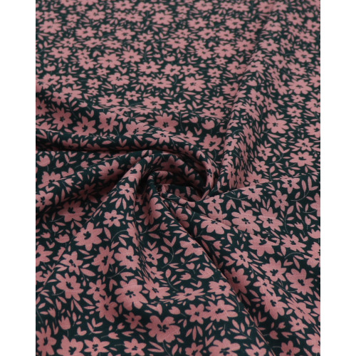 Tecido Viscose Texturizada Liberty Rosé e Verde Esmeralda