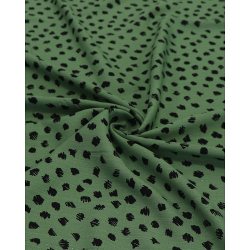 Tecido Viscose Texturizada Poá Regular em Riscos Preto e Verde Jade