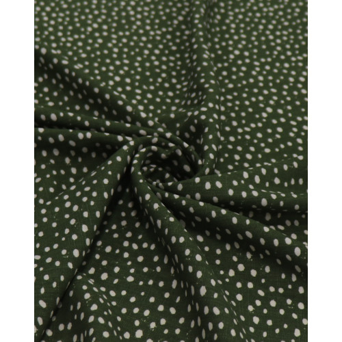 Tecido Viscose Micro Pingos Creme e Verde Militar