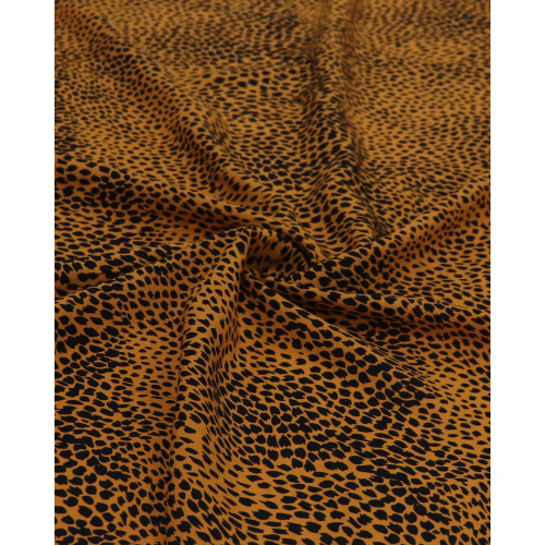 Tecido Viscose Micro Animal Print Preto e Amarelo Queimado