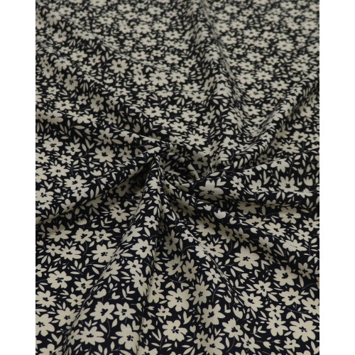 Tecido Viscose Texturizada Liberty Vanila e Preto