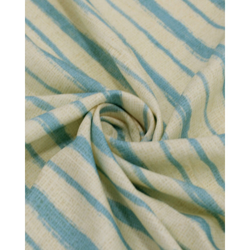 Tecido Tricoline Mista Verano Flamê Premium Listras Verticais Creme e Azul