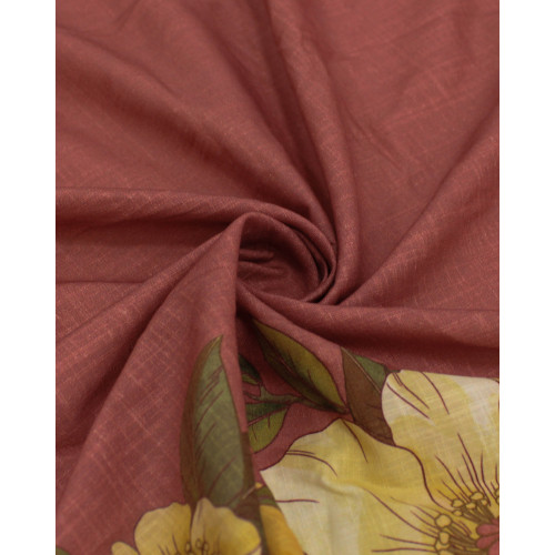 Tecido Viscose Texturizada Premium Barrado Floral Duplo Colorido e Rosa Queimado