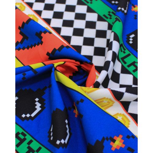 Tecido Crepe Salinas Estampa Fliperama Colorido