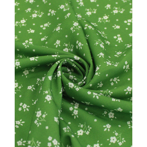 Tecido Viscose Premium Micro Ramos Florais Branco e Verde