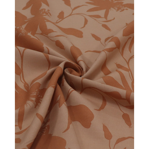 Tecido Viscose Macro Flores Abstrato Caramelo e Nude