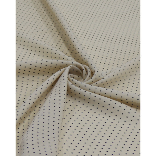 Tecido Crepe Koshibo Leve Polka Dots Preto e Bege