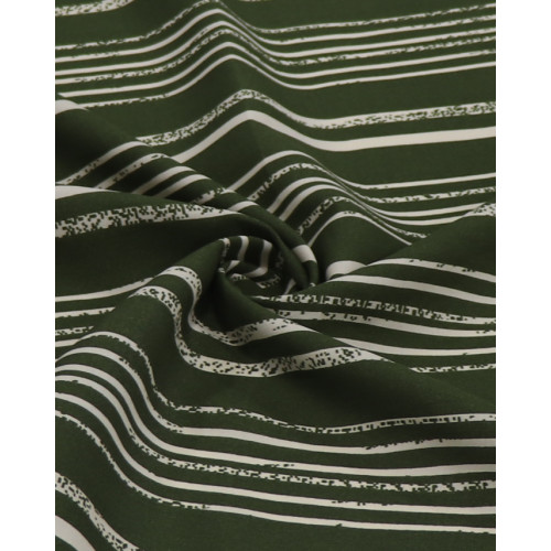 Tecido Viscose Multi Listras Creme e Verde Militar