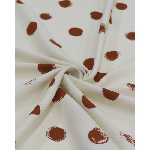 Tecido Viscose Macro Pingos Irregulares Marrom e Creme