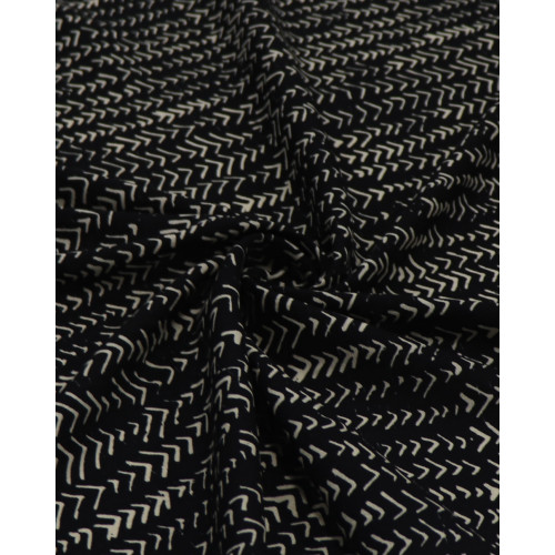 Tecido Viscose Texturizada Listras em Chevron Vanila Mescla e Preto (3m)