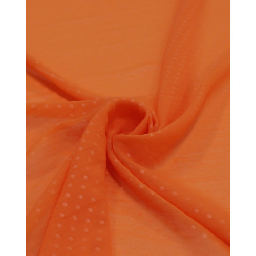 Tecido Crepe Chiffon Toque de Seda Micro Poá Laranja