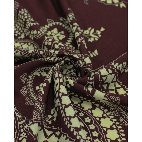 Tecido Viscose Arabescos em Cashmere Creme e Marrom