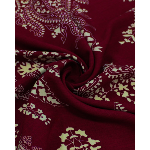 Tecido Viscose Arabescos em Cashmere Creme e Vermelho Rubi