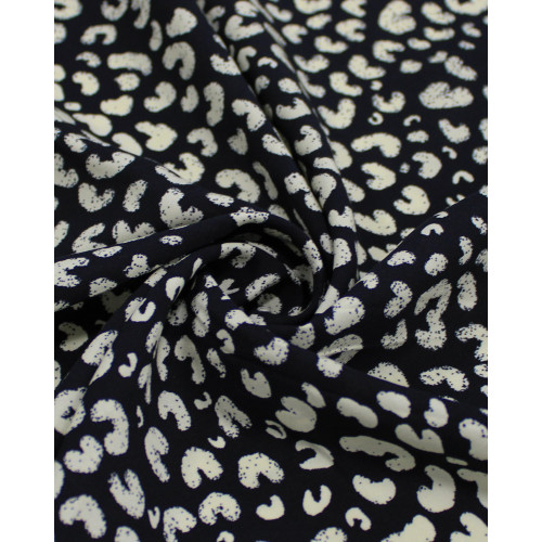 Tecido Viscose Animal Print Offwhite e Preto