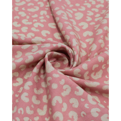 Tecido Viscose Animal Print Offwhie e Rosa