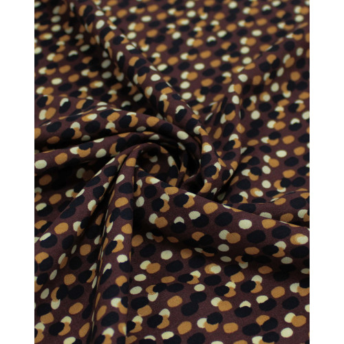Tecido Viscose Pingos Sobrepostos Colorido e Marrom