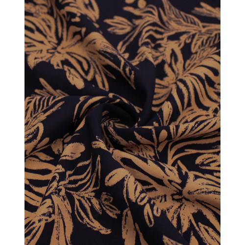 Tecido Viscose Ramos Abstratos Argila e Preto