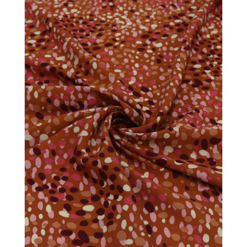 Tecido Viscose Poá Artístico Rosa, Roxo e Terracota (0.7m)