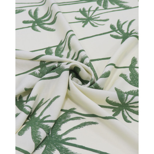 Tecido Viscose Palmeiras Verde e Creme