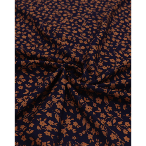 Tecido Viscose Liberty Marrom e Azul Marinho Noite
