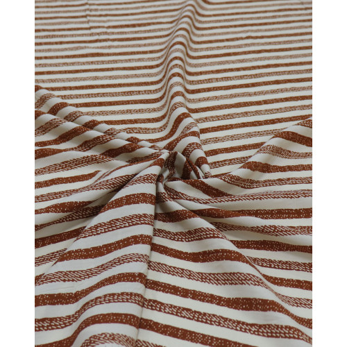 Tecido Viscose Listras Estampadas Creme e Terracota (0.6m)