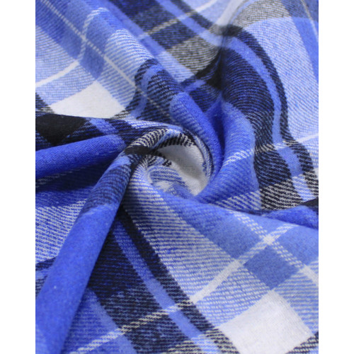 Tecido Flanela Mista Multi Quadriculado Branco, Preto e Azul