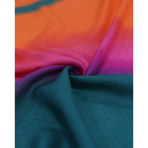 Tecido Linho Misto Italiano Degradê Irregular Verde e Laranja (Com Leves Defeitos)