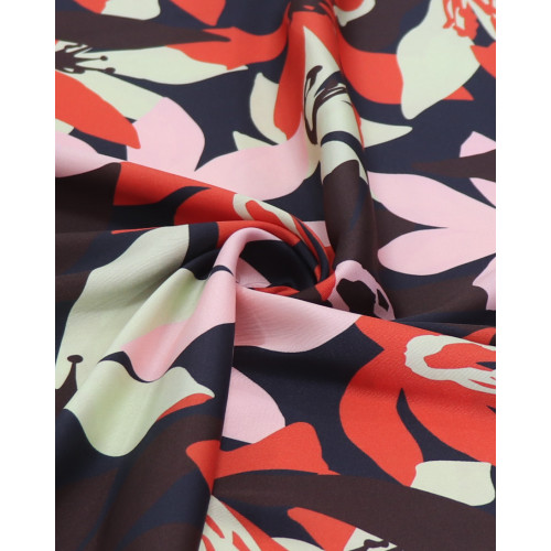 Tecido Crepe Silk Italiano Tapete Floral Abstrato Colorido