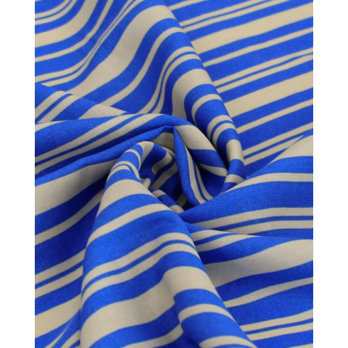 Tecido Viscose Multi Listras Creme e Azul