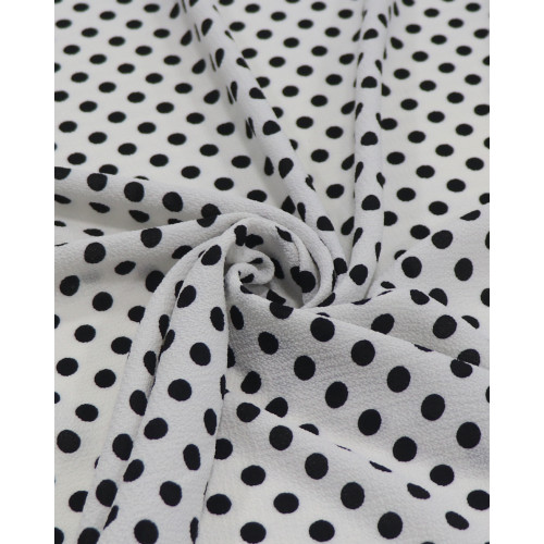 Tecido Crepe Bubble Poá P/B