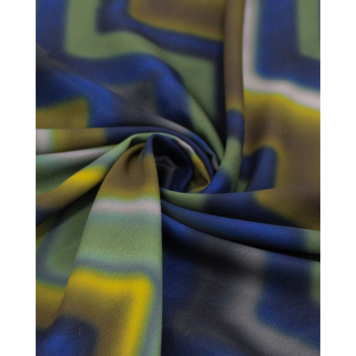 Tecido Crepe Salinas Italiano Listras Verticais Irregulares em Desfoque Colorido