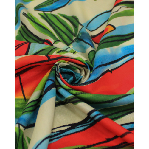 Tecido Viscose Italiano Listras Abstratas Colorido