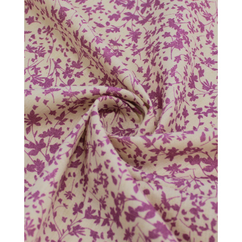 Tecido Linho Misto Micro Ramos Rosa e Offwhite