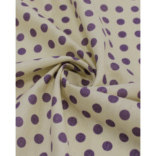 Tecido Linho Misto Poá Roxo e Offwhite