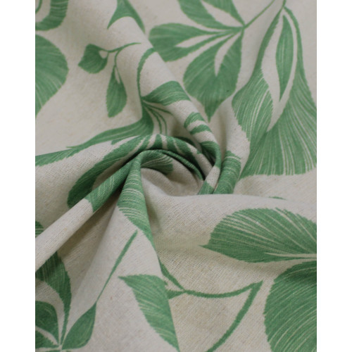 Tecido Linho Misto Estampa Floral Verde Menta e Cru