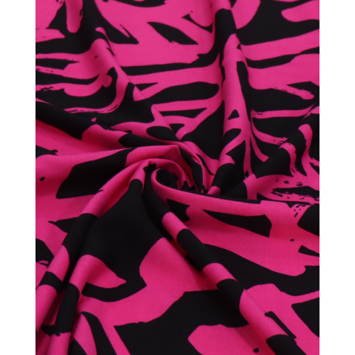 Tecido Viscose Italiano Riscos Abstratos Pink e Preto