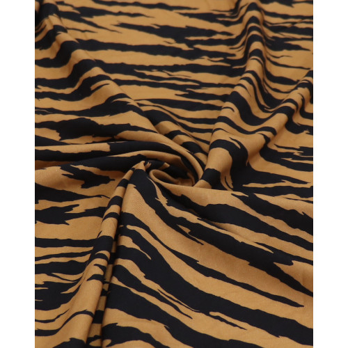 Tecido Viscose Sarjada Italiano Animal Print Preto e Caramelo